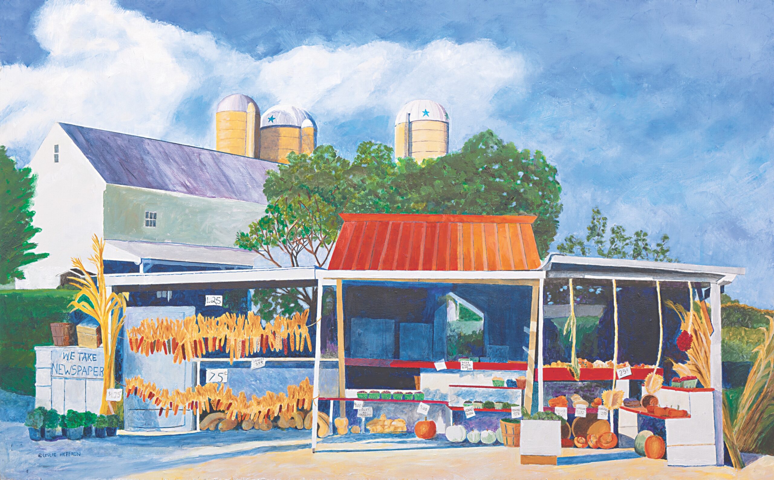 Paintings by Leslie Heffron, Farm Stand, Late Afternoon